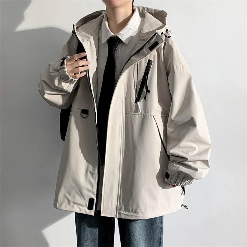 春秋新款男士宽松工装连帽夹克防风防水冲锋衣JK8303-P65,男装夹克,电商B306