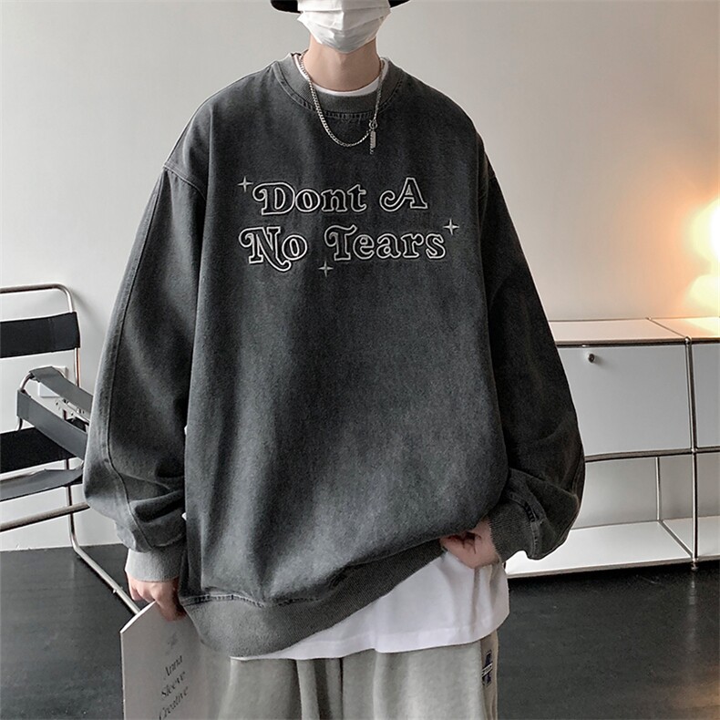 2023春新款立体刺绣水洗做旧牛仔宽松圆领套头卫衣23096-P60控85,男装卫衣,星座914-3