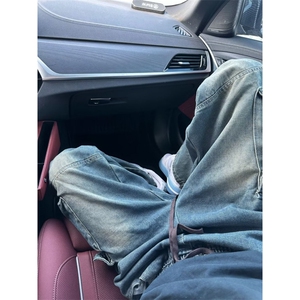 阔腿工装牛仔裤男潮牌大口袋宽松水洗高街拖地牛仔长裤K7037-P52