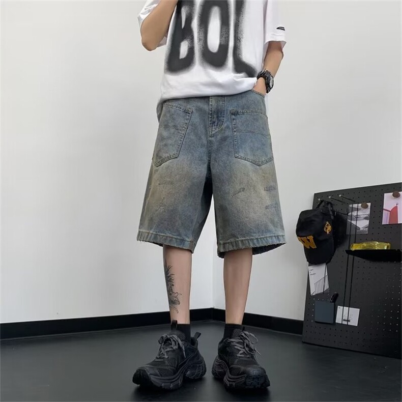 2024美式牛仔裤男款直筒短裤潮 T1715 P45图片