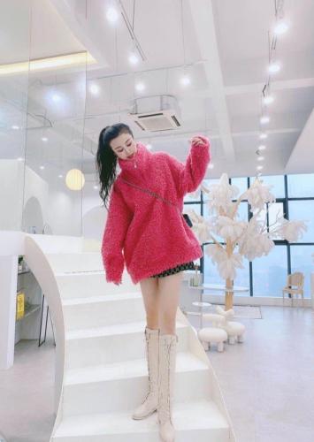 ZAF2025网红拉连套头百分百羊毛颗粒外套,女装,L·H·X