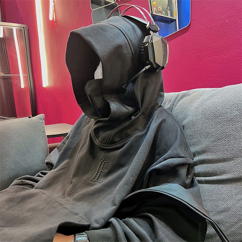 23高街套头社恐风刺绣连帽卫衣情侣男女WY023-P55加绒65,男装卫衣,电商A021