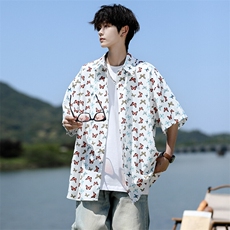 8XL-M花衬衫男短袖夏季薄款冰丝半袖宽松大码休闲外套DC28008P38，男装衬衫，电商B312