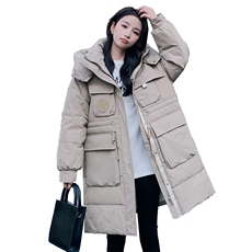 现货贴标工装中长款羽绒服50绒，女装羽绒服，菡迪欧娜