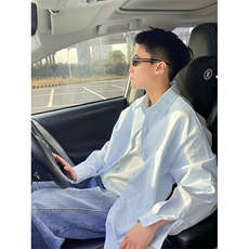 条纹长袖衬衫男美式潮牌宽松休闲开衫衬衣外套CS51-P36，男装衬衫，星座208-5