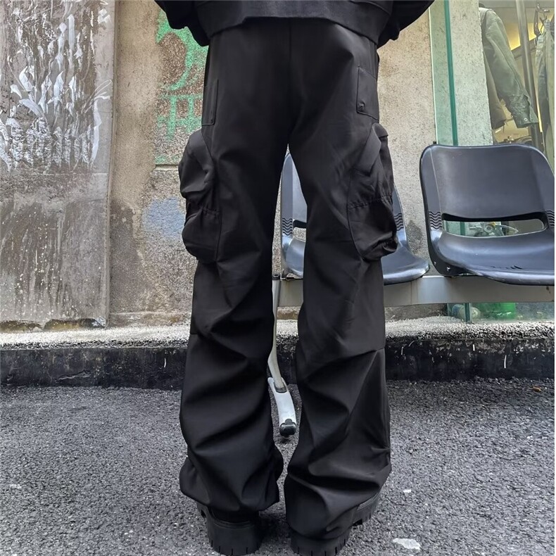 美式高街vibe痞帅机能褶皱大口袋工装裤男宽松直筒休闲长裤DH967,男装休闲裤,星座506