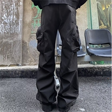 美式高街vibe痞帅机能褶皱大口袋工装裤男宽松直筒休闲长裤DH967，男装休闲裤，星座506