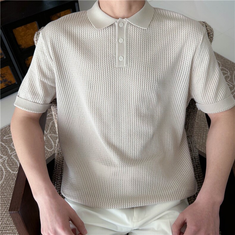 春夏薄款男士翻领短袖POLO衫冰丝针织衫 B3004-P55图片