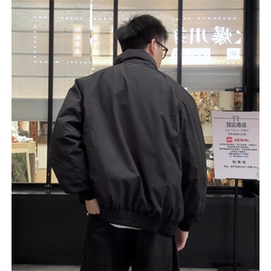 现货美式高街休闲夹克冬季三防立领纯色户外工装加厚棉服外套图片