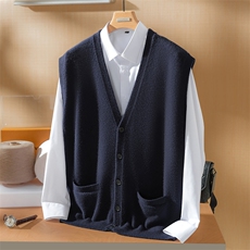 2025秋冬百搭时尚简约马甲男士羊绒衫，男装羊绒套衫，澳坤羊绒