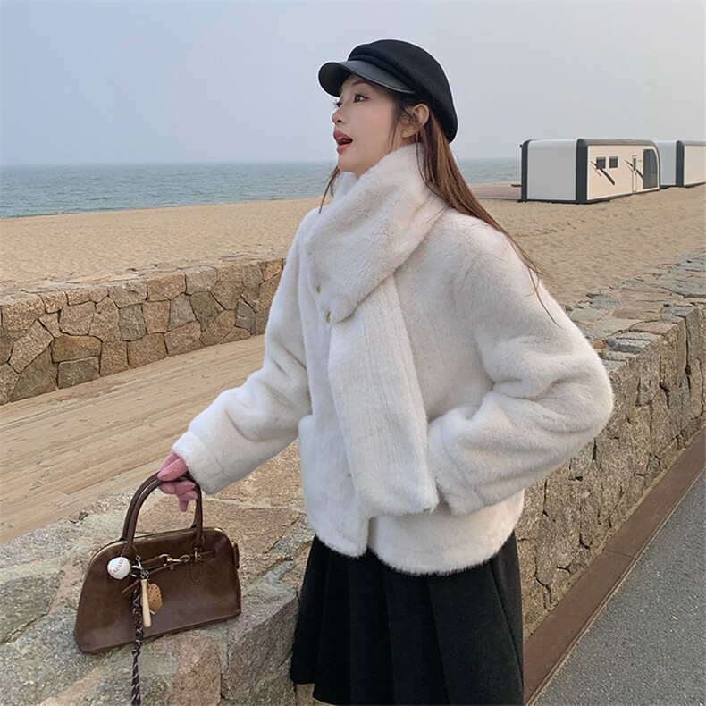 现货新款围脖式高级感加厚皮毛一体皮草外套2982P205K298,女装皮草,2C029