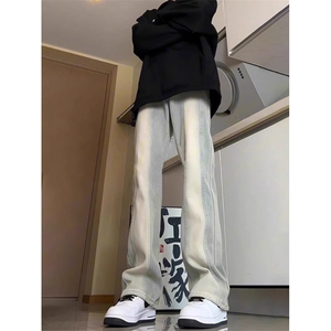 1506/Q88170/P50百搭弹力牛仔裤男美式高街裤微喇痞帅休闲长裤图片
