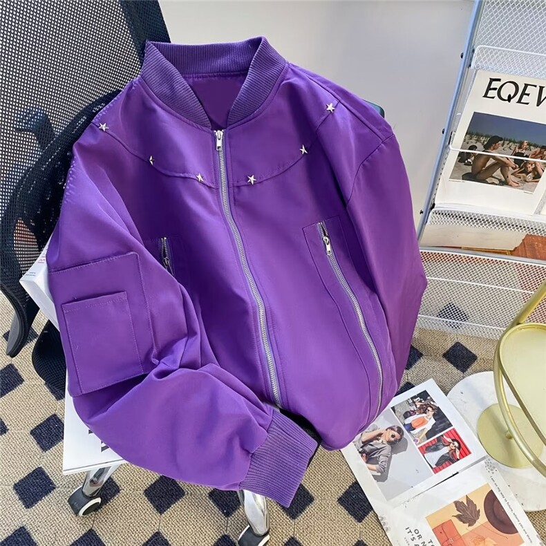 美式高街棒球服夹克男韩版潮流拉链2023冬季新款ins宽松W5445-P68,男装夹克,星座412-3