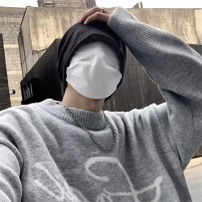 美式圆领毛衣男慵懒风休闲针织衫 FM88 P53图片