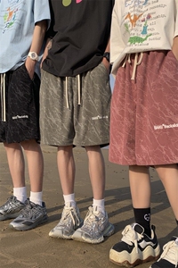 2025春夏新款字母绣花灯芯绒短裤宽松 M~4XL XZ604-DK502-P35控48图片