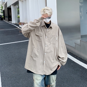 F546 P35秋装男衬衫薄外套宽松日系慵懒风男装图片