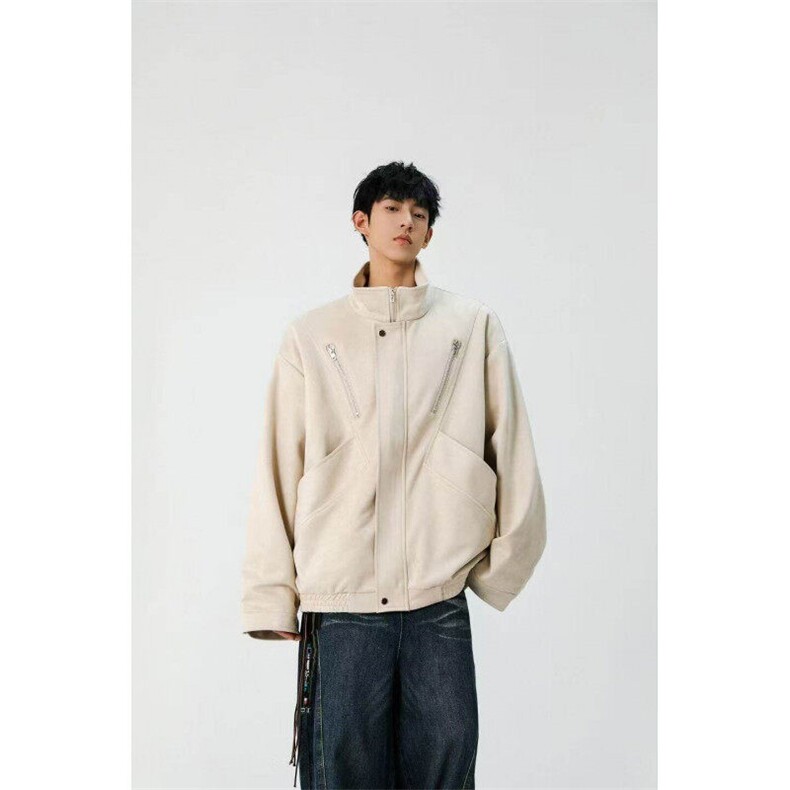 自拍图:2025秋款美式复古麂皮绒夹克外套男潮牌上衣JK8087-P85，男装夹克，星座1209-2