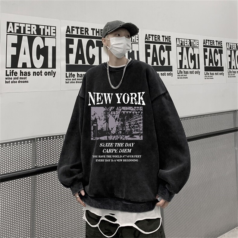 DSA028-SXCTV572抖音品质水洗重磅卫衣男高品质65棉圆领卫衣,男装卫衣,电商A028