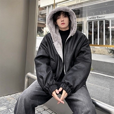 xz514-816-P125新款上线【座山雕】毛绒连帽棉服，男装棉衣，星座514