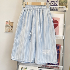 夏款男短裤条纹字母刺绣七分短裤D5031P30，男装牛仔裤，星座1013-1