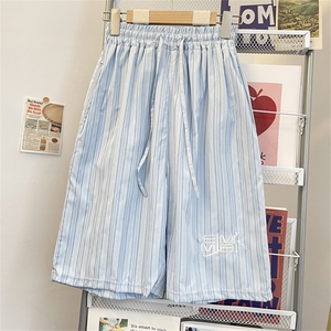 夏款男短裤条纹字母刺绣七分短裤D5031 P30图片