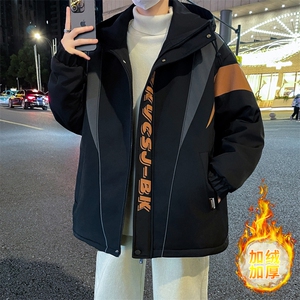 港风冬季男士加绒加厚夹克男时尚连帽棉衣男外套MY1685-P73图片