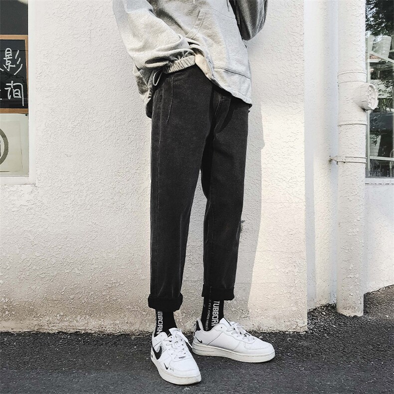 9221-P45港风牛仔裤男秋季长裤水洗潮流休闲直筒裤青年裤子浅蓝，男装牛仔裤，电商A080