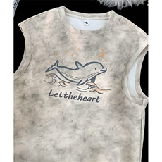 扎染无袖背心男夏季新款ins简约坎肩T恤休闲宽松潮流印花TD687，男装背心/马甲，星座1116A（原606A-3）