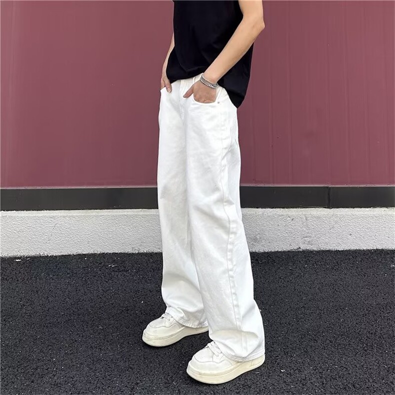 春秋季新款咖色牛仔裤男女潮流百搭宽松ins直筒阔腿裤LS2277-p45,男装牛仔裤,星座1008