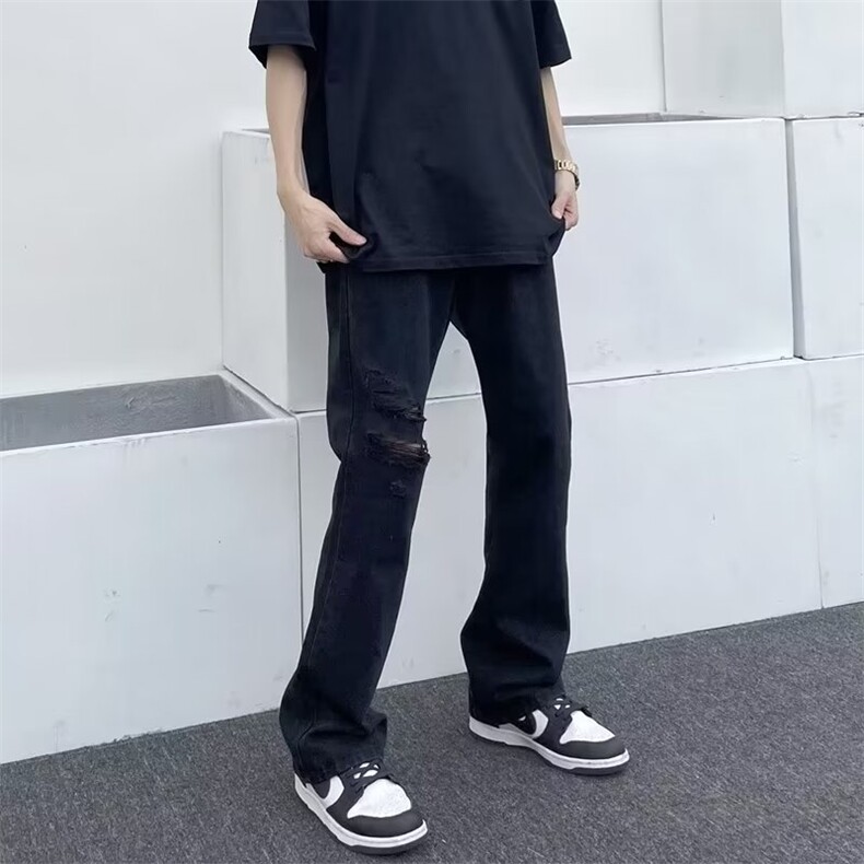 气质春季长裤青春流行ins慵懒日系哈伦裤拉链潮牛仔裤新款男潮流,男装牛仔裤,星座715-4