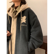冬装假两件羊羔毛棉衣加厚棉服绣花外套A071-099-P125，男装棉衣，电商A071