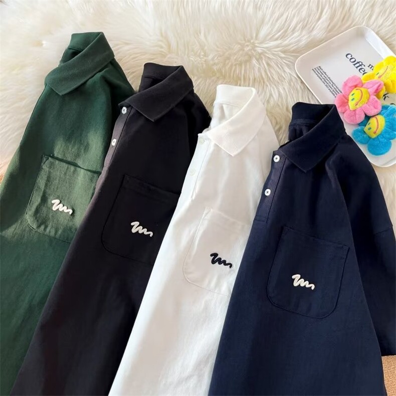 美式日系polo衫男款短袖百搭潮流宽松翻领纯棉t恤W598P38,男装Polo衫,星座1116-2