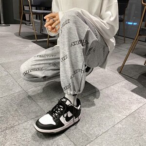 春秋季运动裤潮流ins潮牌束脚裤宽松休闲卫裤痞帅九分裤k3190-p35图片