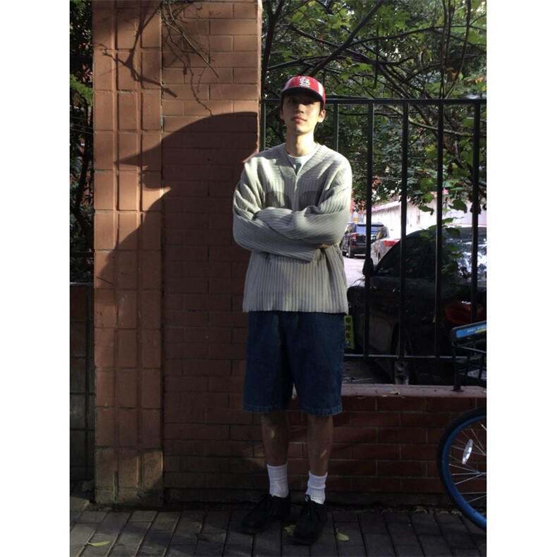 25M10-P60秋冬美式潮流男女套头针织衫V领毛衣休闲百搭打底衫,男装针织衫/毛衣,电商B327