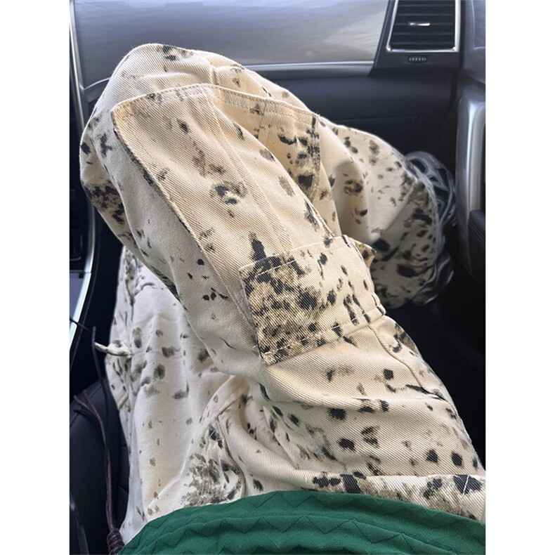 美式高街潮牌扎染宽松阔腿裤子潮嘻哈直筒工装裤KZ6155特P57,男装工装外套,星座908-1