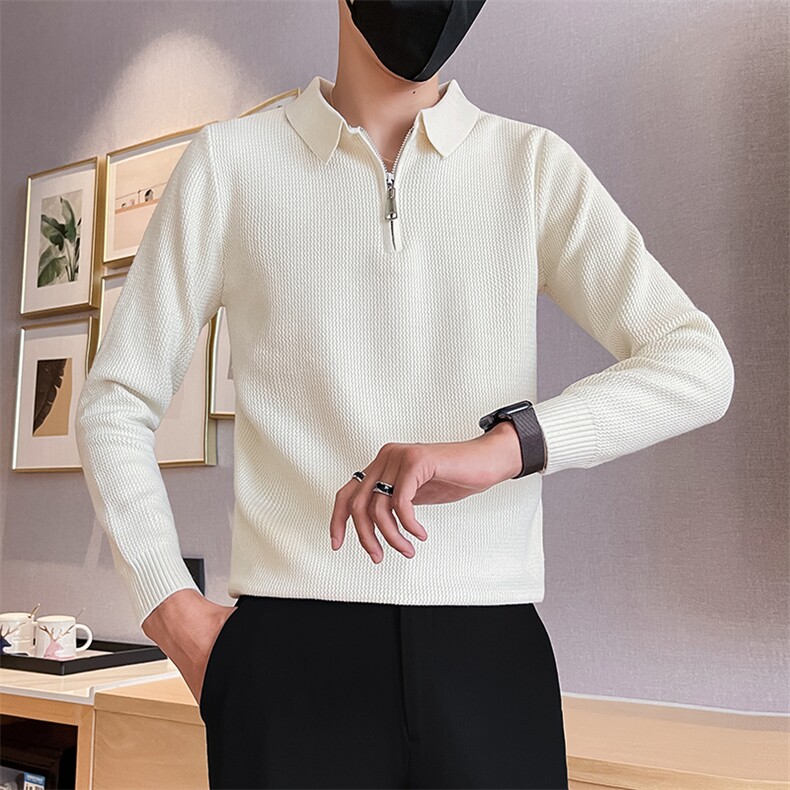 301A-1/M85/P58男士秋冬新款半拉链翻领纯色毛衣男冬季打底衫,男装T恤,星座301A-1