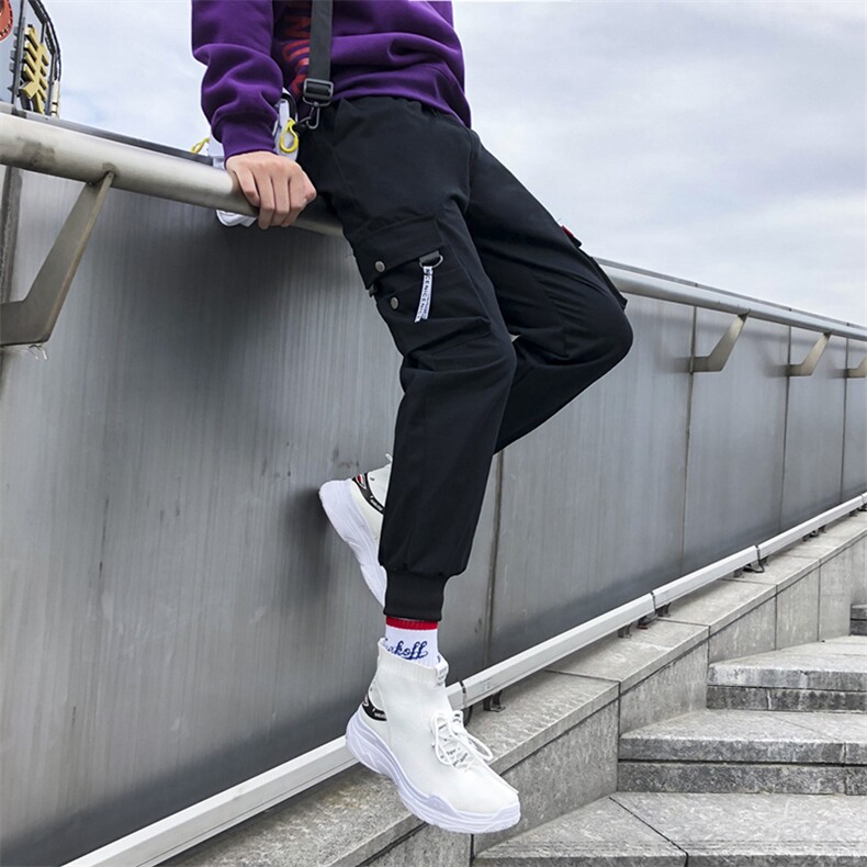 超火2021夏季男裤网红九分潮牌束脚抖音工装裤聚酯纤维，男装休闲裤，星座1008