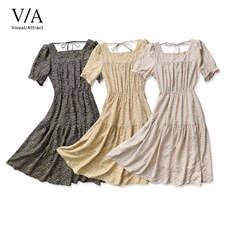 2022夏季新款韩版碎花连衣裙,女装连衣裙,V/A