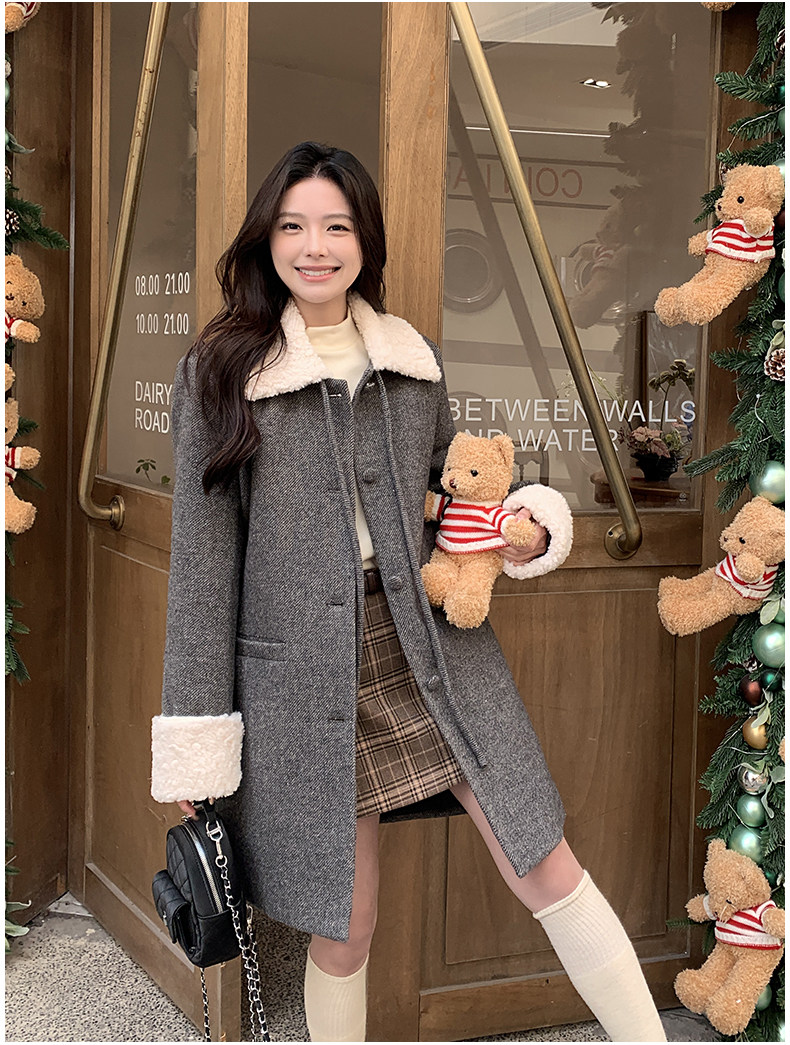 2C291羊毛拼接90白鸭羽绒服YRF11-P275-K455,女装羽绒服,2C291