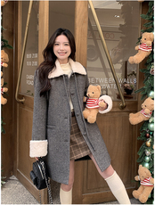 2C291羊毛拼接90白鸭羽绒服YRF11-P275-K455，女装羽绒服，2C291