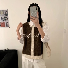 2025年秋季新款百搭女士圆领撞色开衫马甲，女装羊毛衫，新胜羊绒