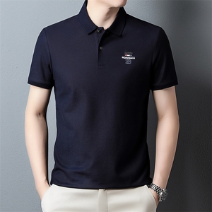 2023夏季新款男士短袖T恤polo衫中年商务休闲男装薄款翻领上衣男图片