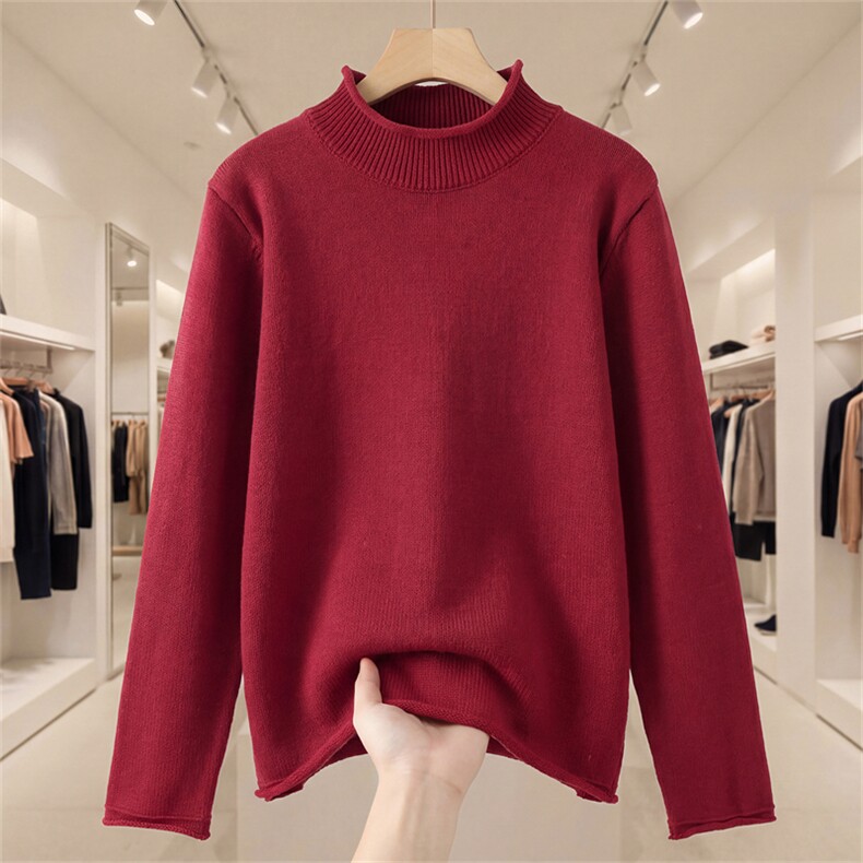 2025年秋季时尚百搭通勤简约休闲加厚卷边，女装针织衫/毛衣，阁惠羊绒