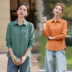 衬衫女纯色绣花简约时尚百搭图片