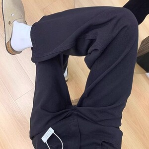 黑色阔腿牛仔裤女2025秋冬加绒加厚高腰宽松显瘦窄版直筒拖地裤子图片