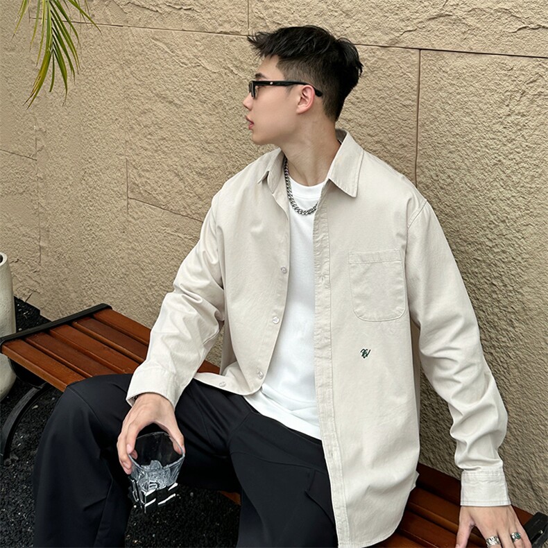 24春季纯色新款日系复古休闲衬衫917-1 25118 P68图片