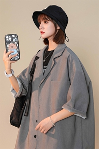 XZ213-19XZ02-P65控88 港风大码纯色短裤七分袖小西装两件套图片