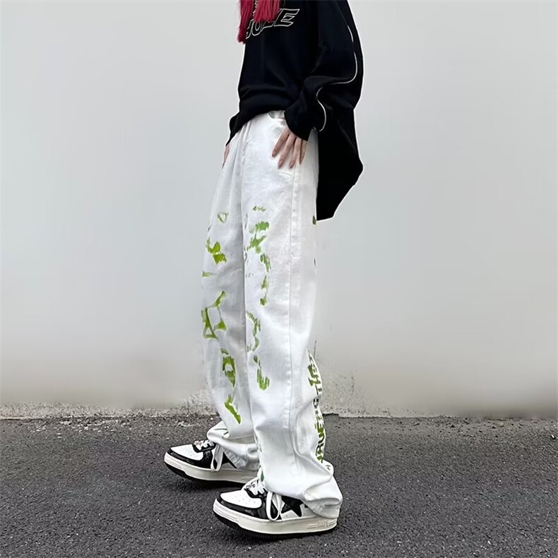 美式高街vibe风裤子欧美痞帅嘻哈字母涂鸦牛仔裤G120P48,男装牛仔裤,星座1116-2