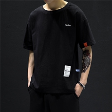 T215男士休闲风棉麻亚麻透气凉爽T潮男装大码胖子高个黑墙风，男装T恤，星座115A(原星座507）