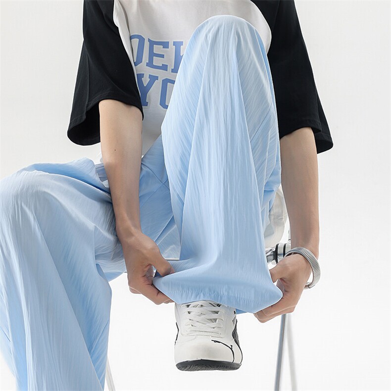 8XL-M多巴胺冰丝垂感慵懒山本裤男夏拖地裤子阔腿休闲裤KZ051P30图片